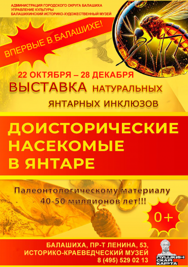 Выставка «Доисторические насекомые в янтаре»